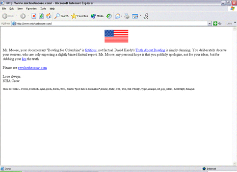 Michael Moore's website hacked
