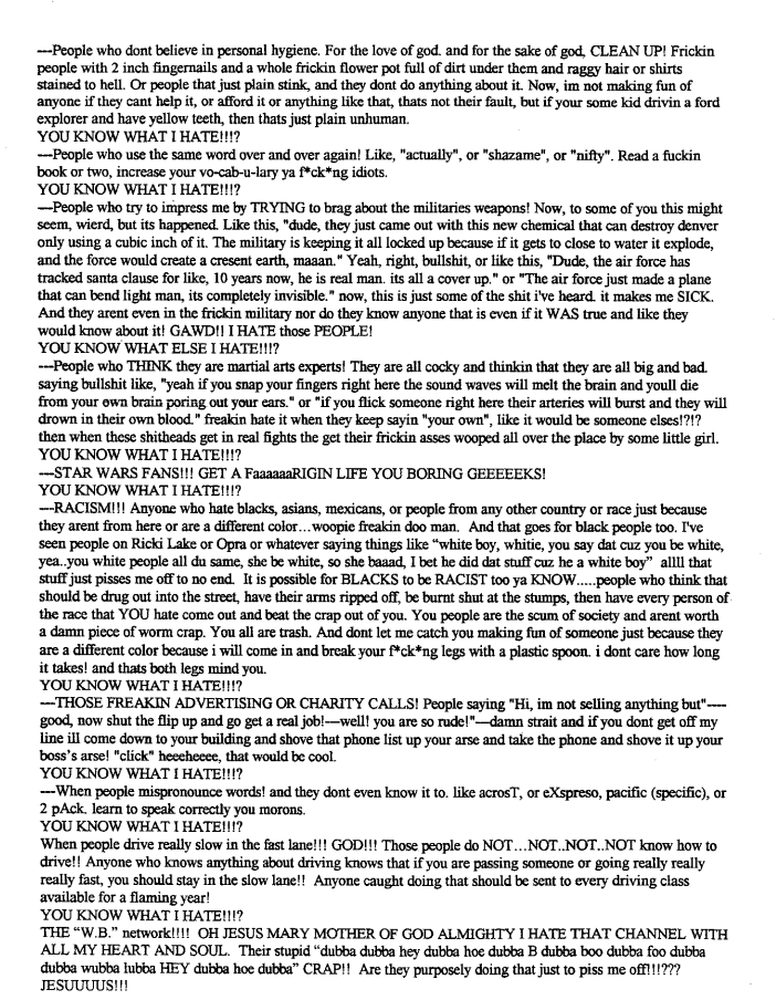 Eric Harris REB You know what I hate rant