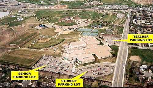 Outside Columbine High School - aerial map of the school grounds