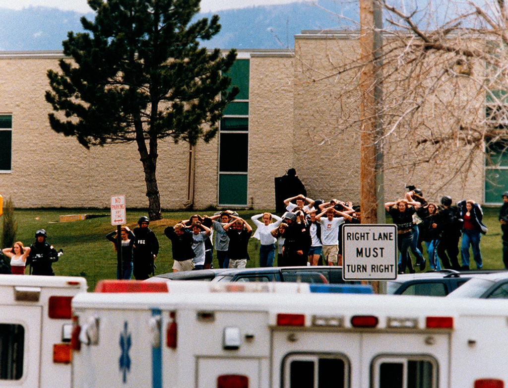 Columbine SWAT free kids from the school after the shooting