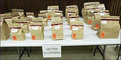 Columbine victims' clothing, bagged and biohazard sealed