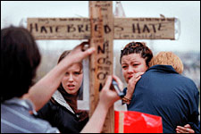 Confrontation at Dylan Klebold's cross