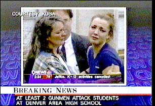 KUSA broadcasts news of the shootings on 04-20-1999