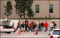 Teachers and students flee Columbine