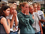 Students waiting outside Columbine